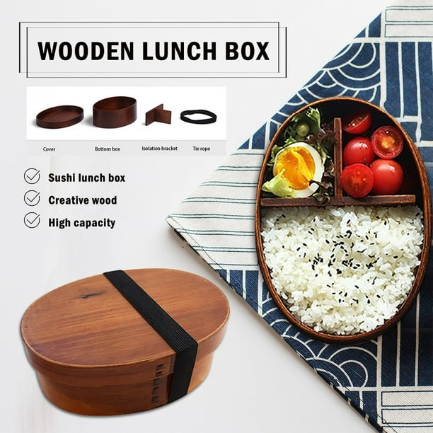 Lunch Bags For Women Wooden bento Environmental protection idea wooden tableware sushi box Brown） 